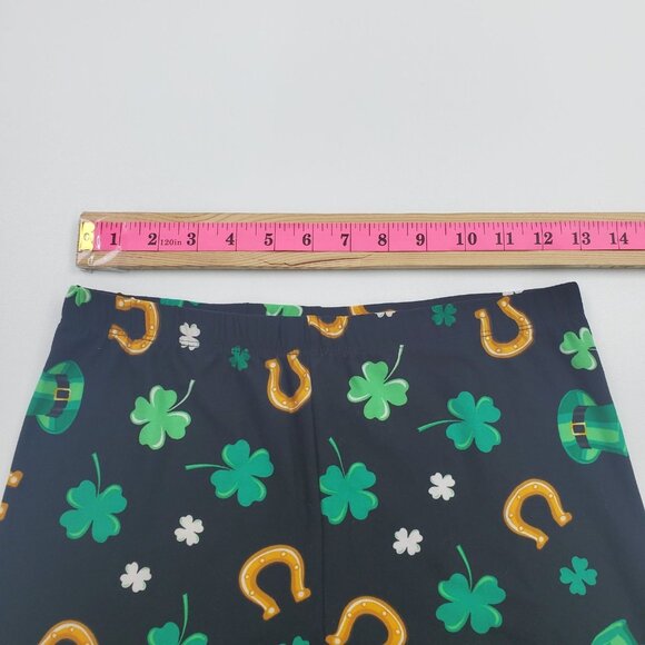 Womens M Shamrock Print Leggings St Patricks Day Clover Horseshoe Lucky Pants - Picture 9 of 12